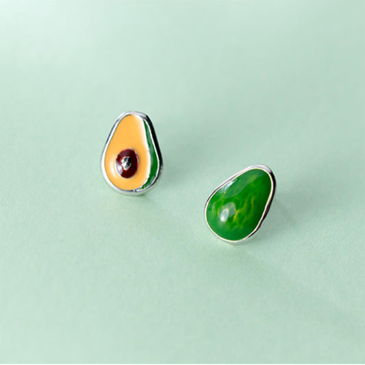 925 Sterling silver avocado fruit enamel studs earrings jewellery exotic fruit earrings