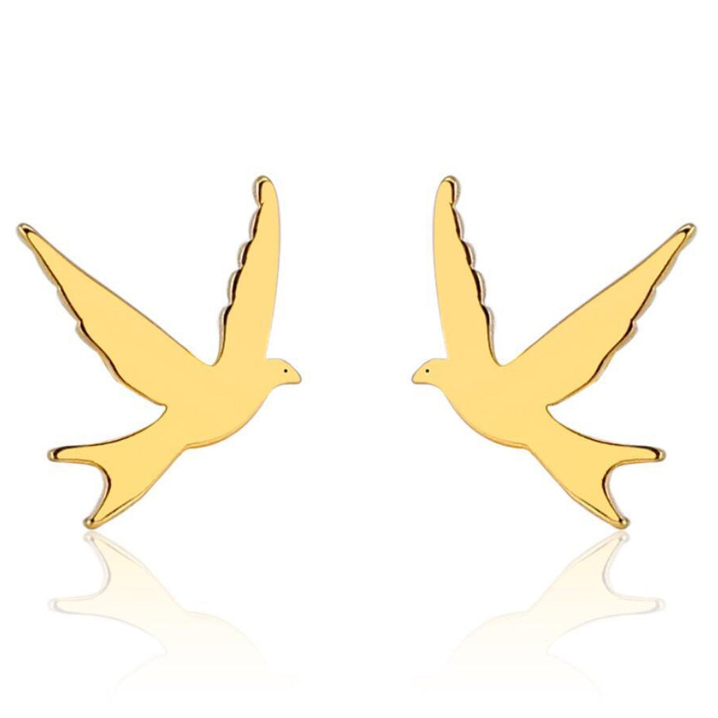 Silver or Gold Plated Swallow Bird Stud Earrings Symbolic Bird love and peace