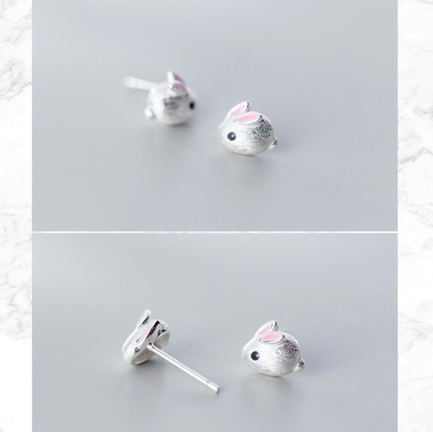 925 Sterling silver 3D rabbit bunny studs earrings Easter Easter Jewellery Gift Bunny