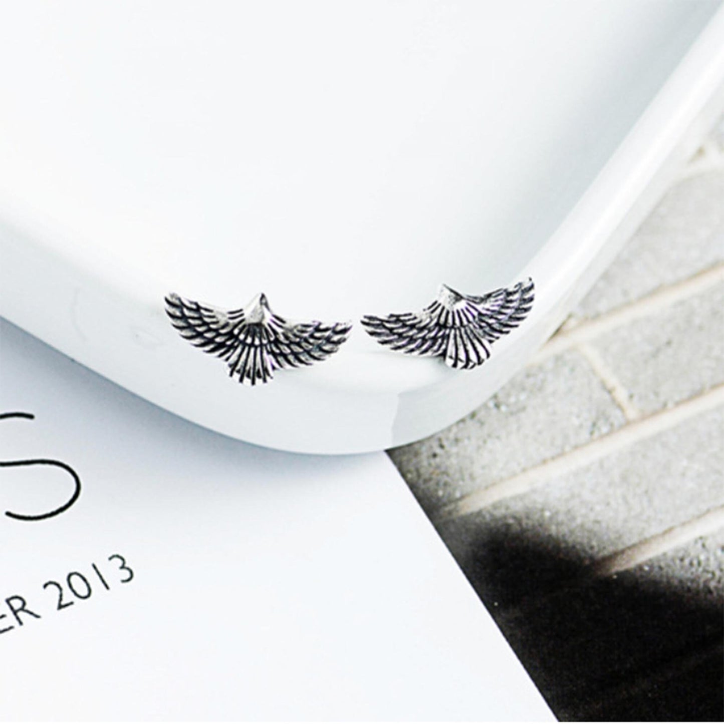 Sterling silver Flying Eagle Studs Earrings with Oxidised details Freedom Feather Bird earrings