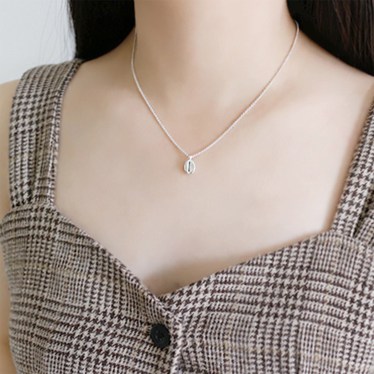 925 Sterling Silver Coffee Bean Necklace