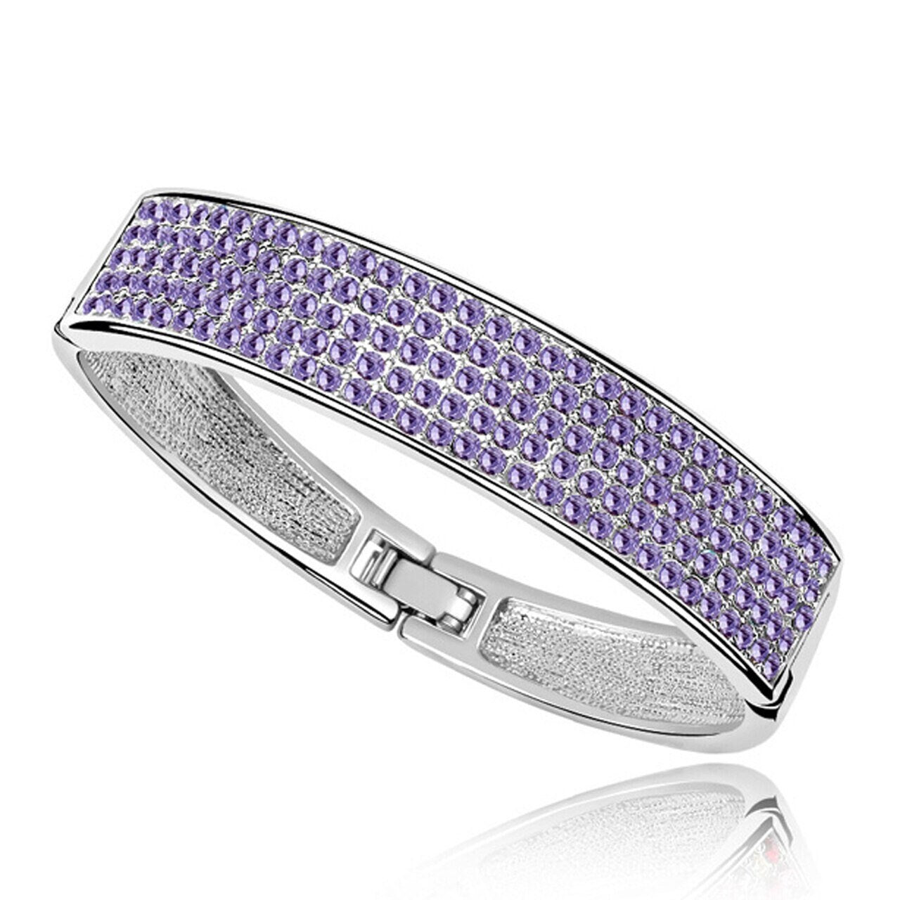 Dazzling Crystal Diamante Clip on Cuff Bangle Bracelet in clear blue pink and purple