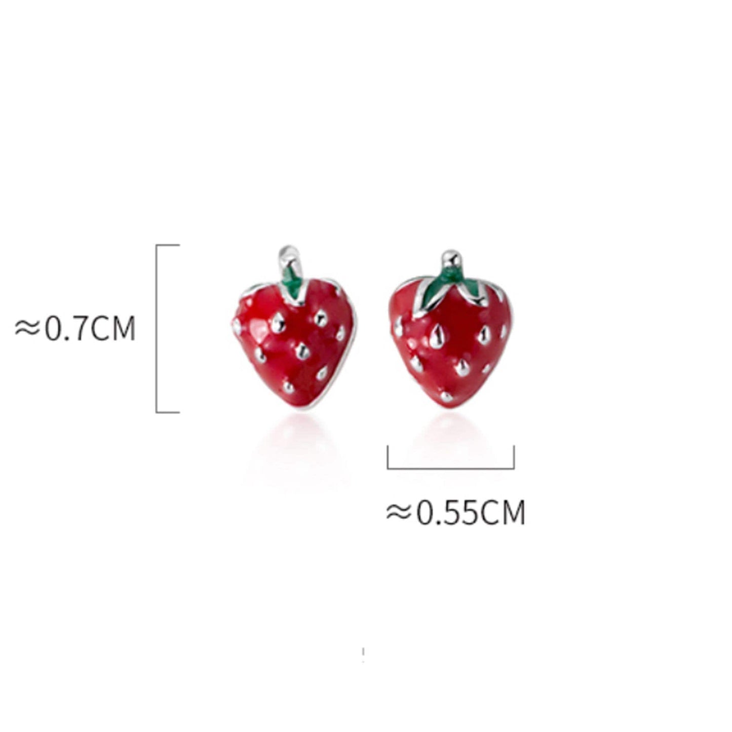 925 Sterling Silver with Enamel Strawberry Earrings