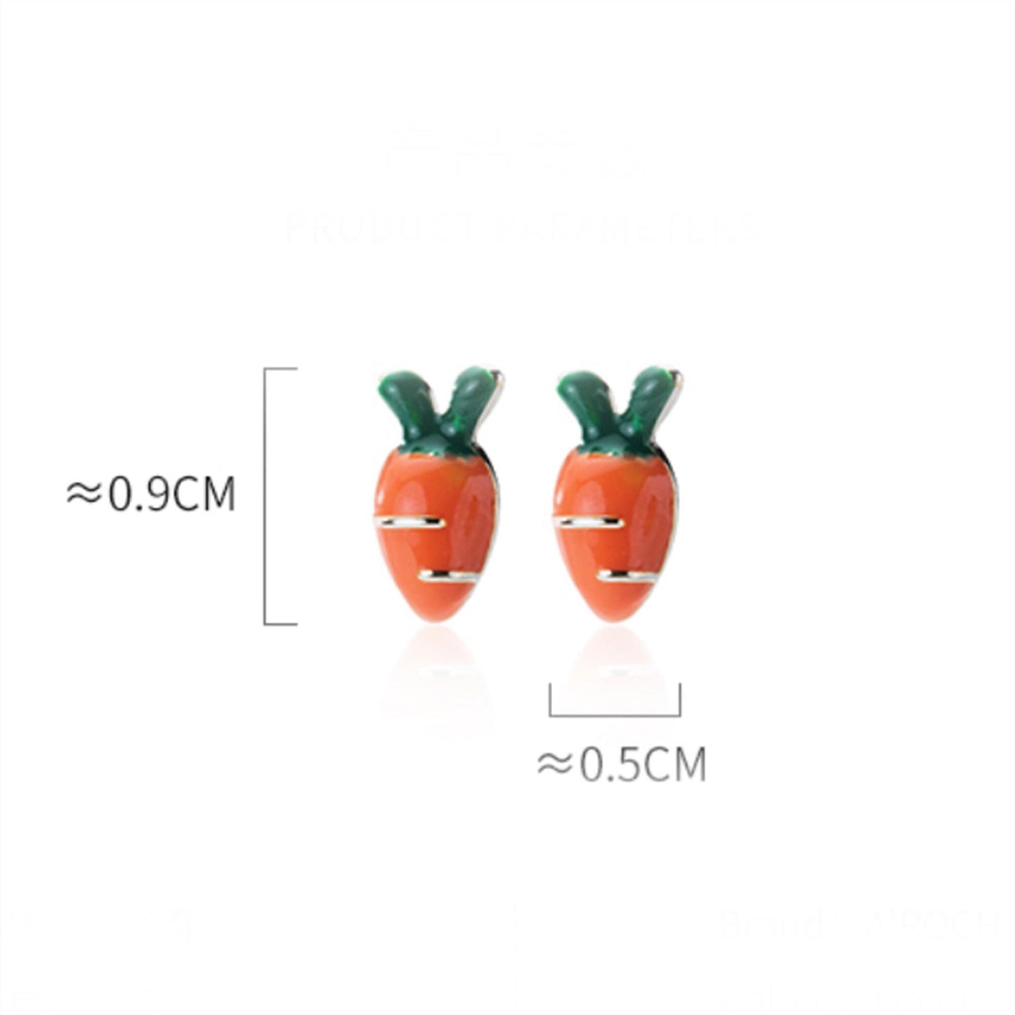 925 Sterling silver crunchy carrot enamel studs earrings orange enamel carrot vegetable studs earrings