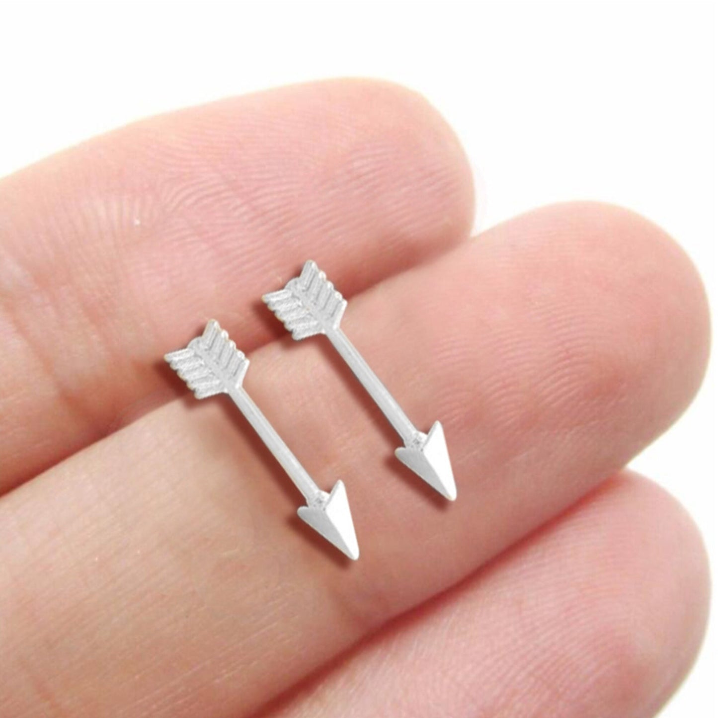 Silver or Gold Plated Cupid Arrow Necklace Pendant Arrow Studs Earrings