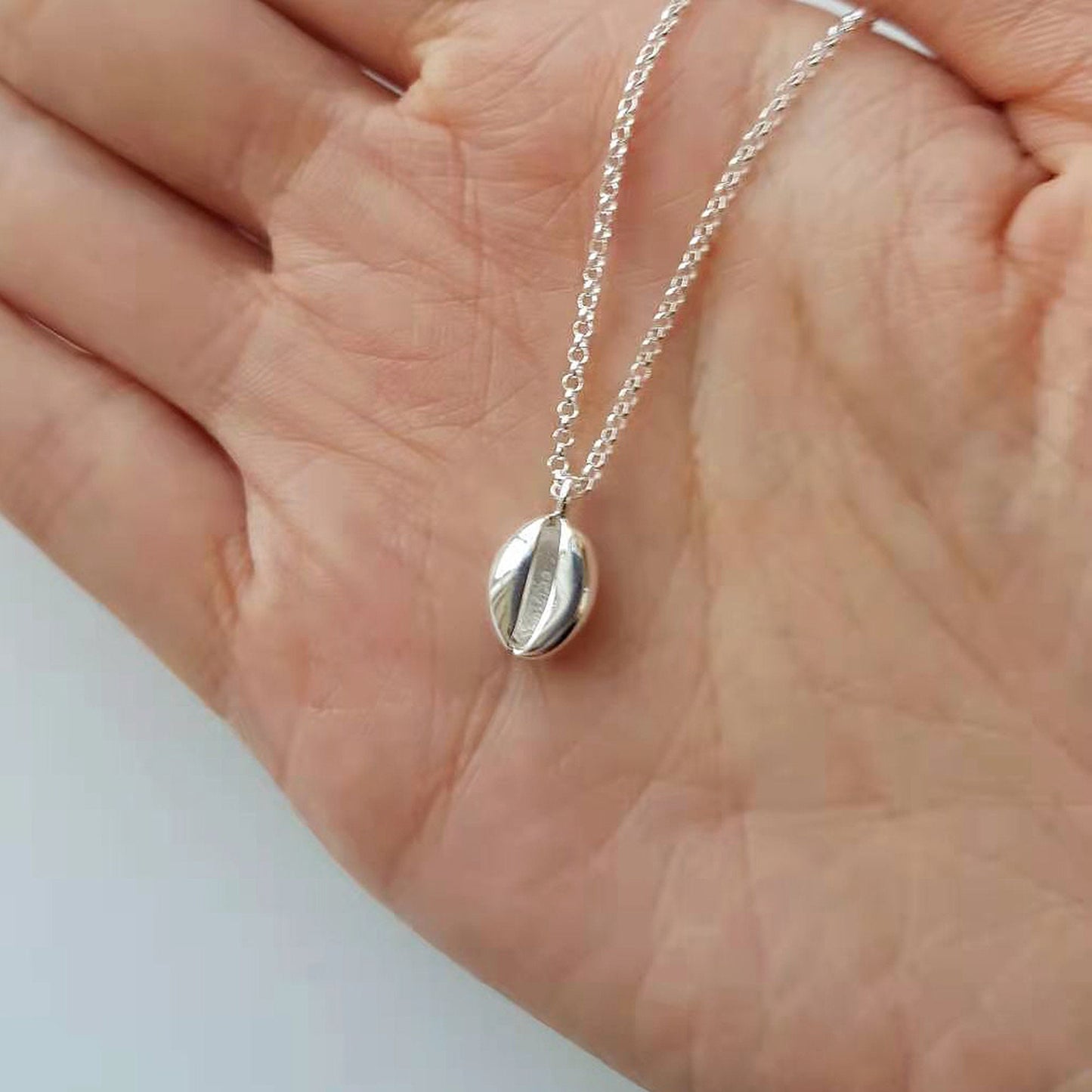 925 Sterling Silver Coffee Bean Necklace