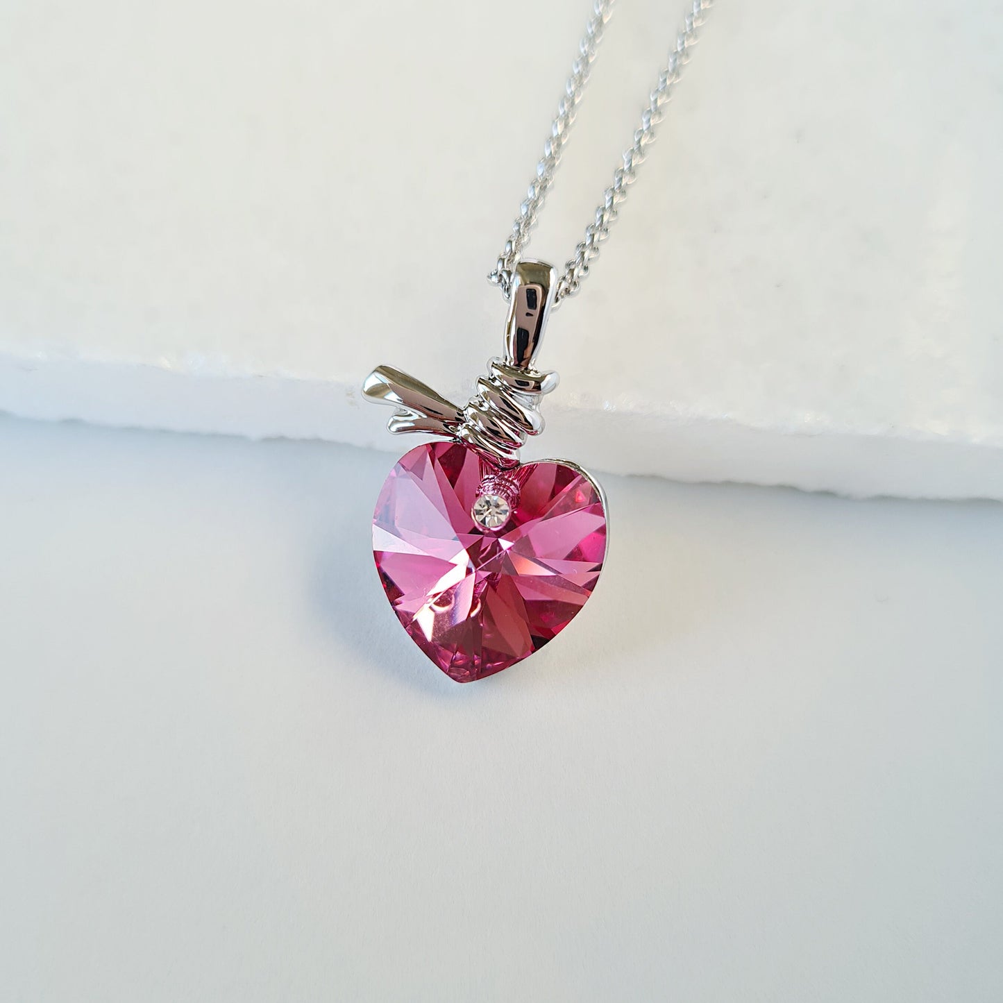 Love Ties Us Together Crystal Heart Necklace