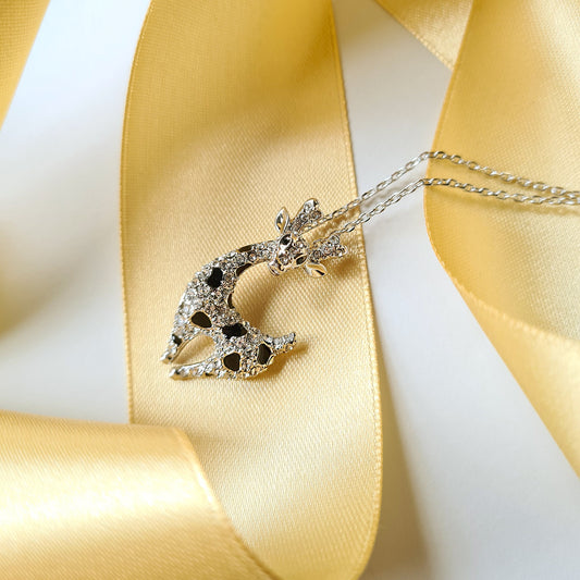 Diamante Giraffe silver and black necklace