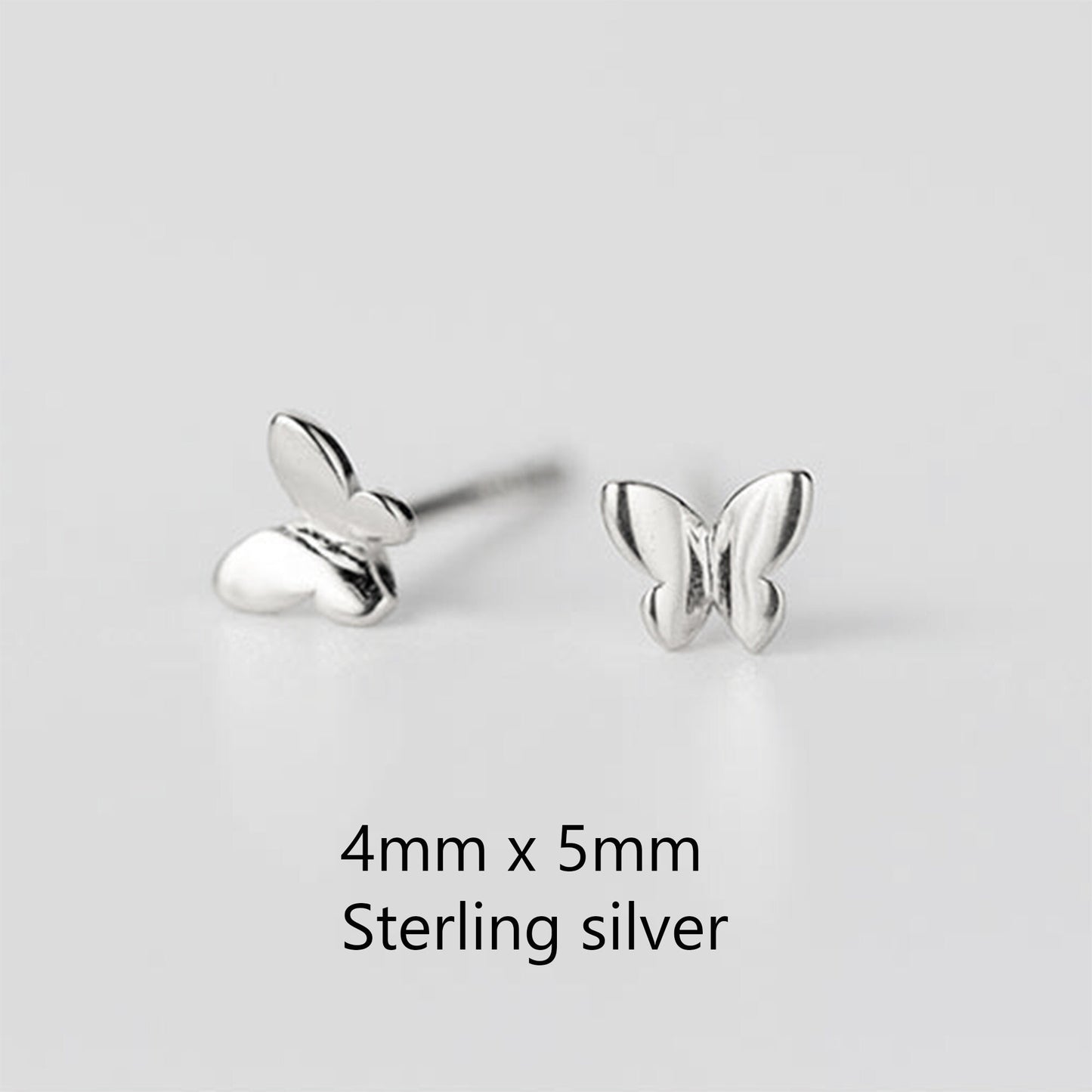 Sterling silver petite tiny butterfly Triangle Geometric studs earrings sleeping in second Gold plated triangle studs earrings