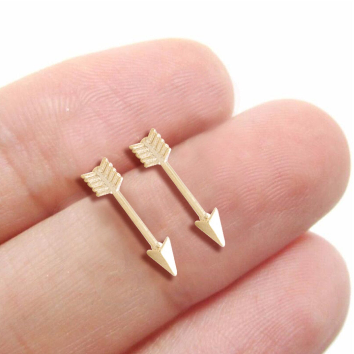 Silver or Gold Plated Cupid Arrow Necklace Pendant Arrow Studs Earrings