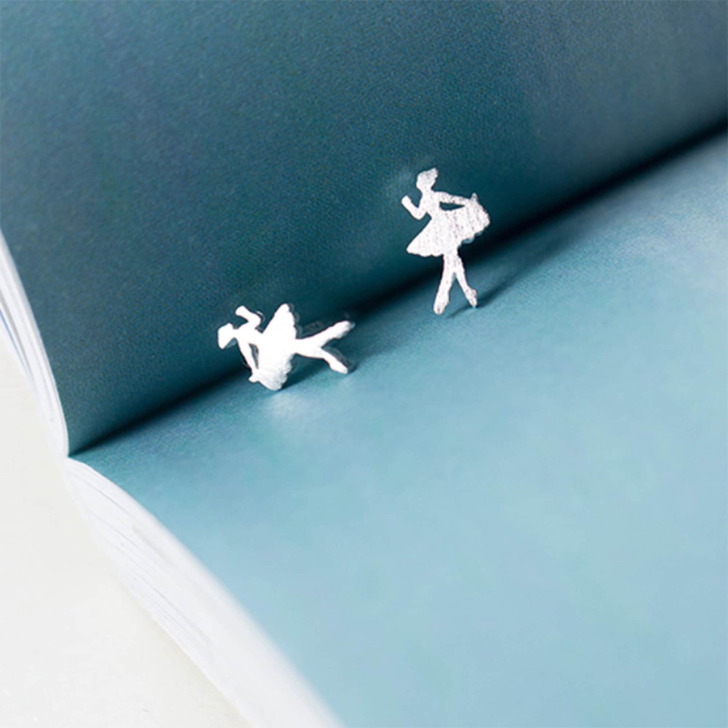 925 Sterling silver ballet ballerina dancing necklace  dancer earrings studs