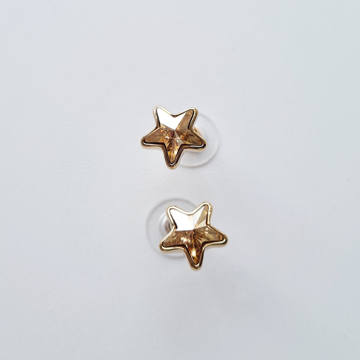 18K Gold Plated Twinkle Shooting Wish Star Crystal Studs Earrings