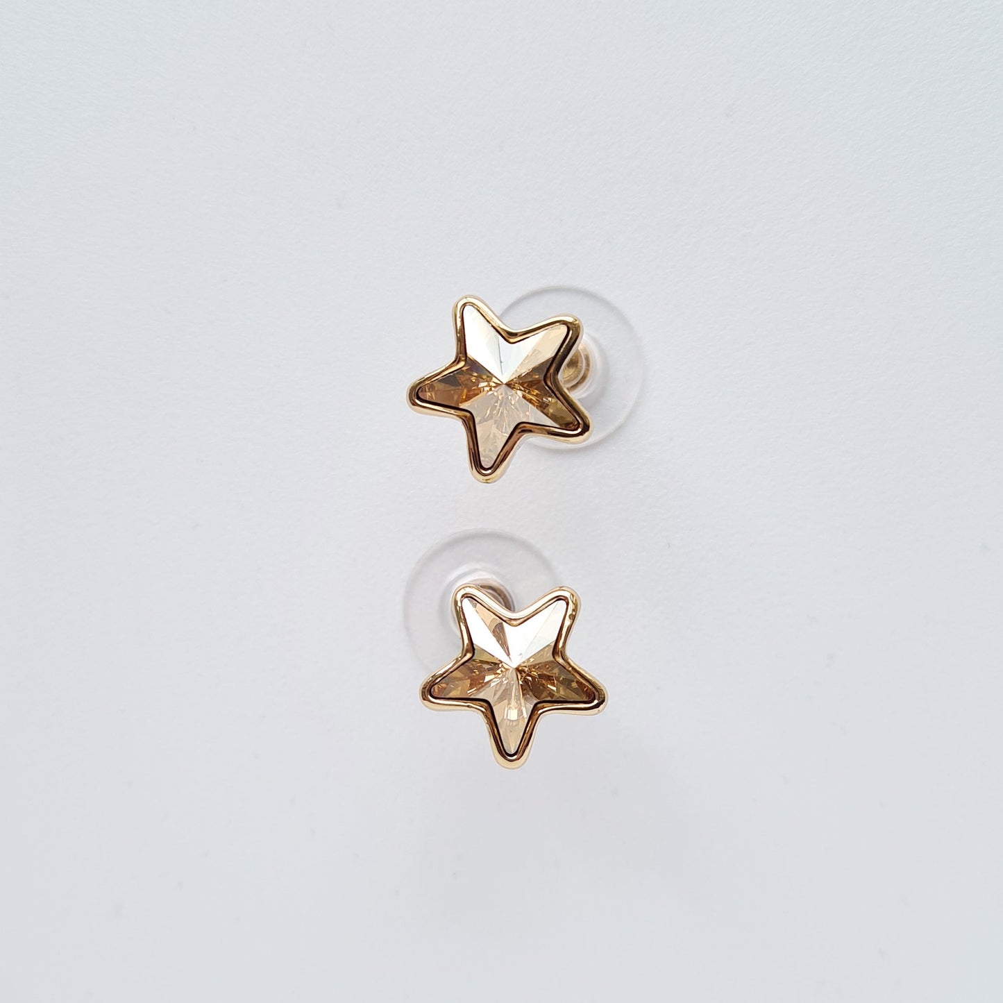 18K Gold Plated Twinkle Shooting Wish Star Crystal Studs Earrings