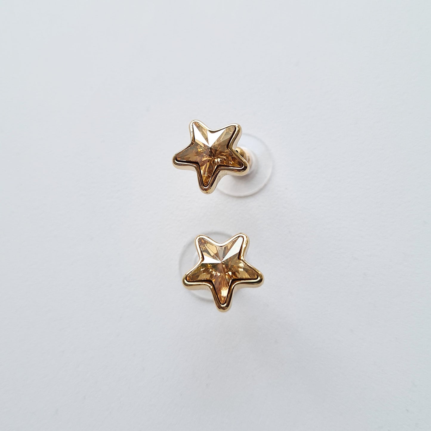 18K Gold Plated Twinkle Shooting Wish Star Crystal Studs Earrings