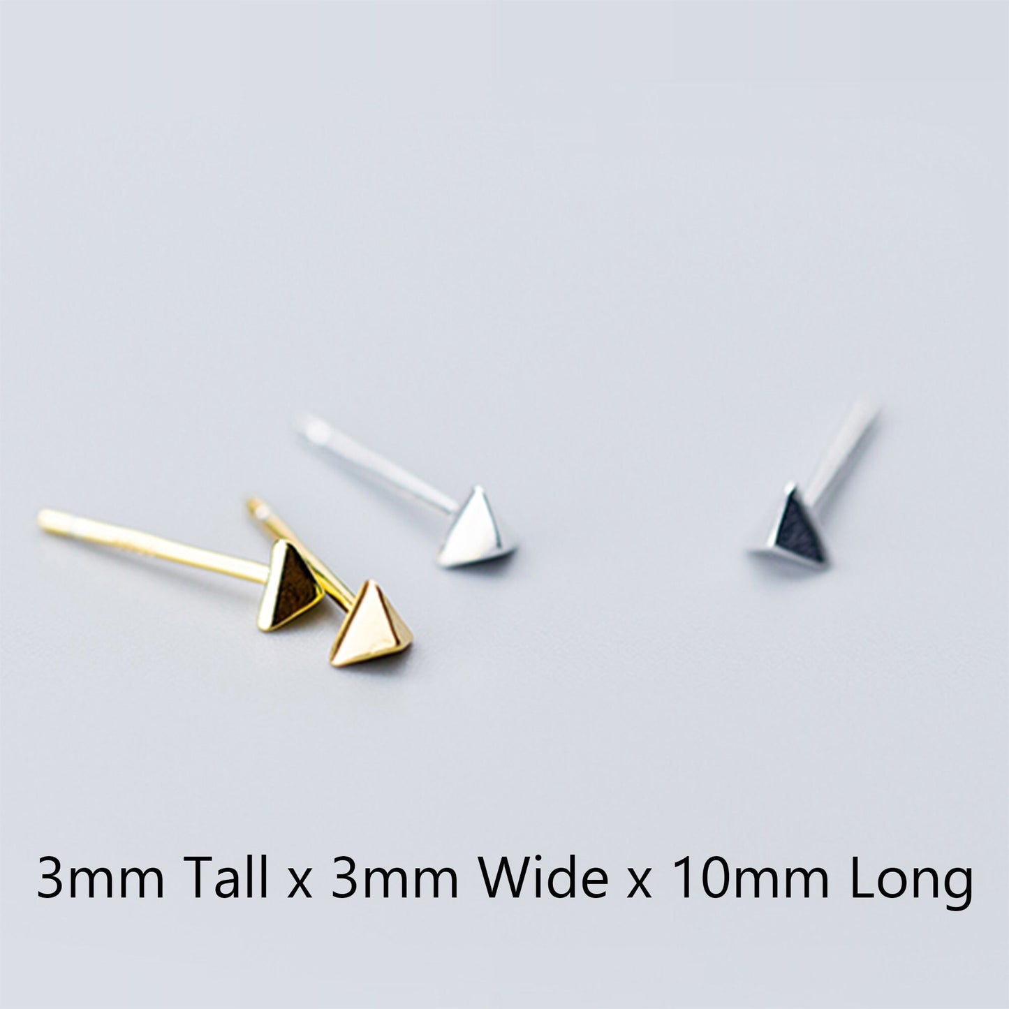 Sterling silver petite tiny butterfly Triangle Geometric studs earrings sleeping in second Gold plated triangle studs earrings