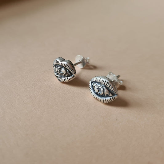 Sterling silver Eye of Horus Egypt Protection God Studs Earrings