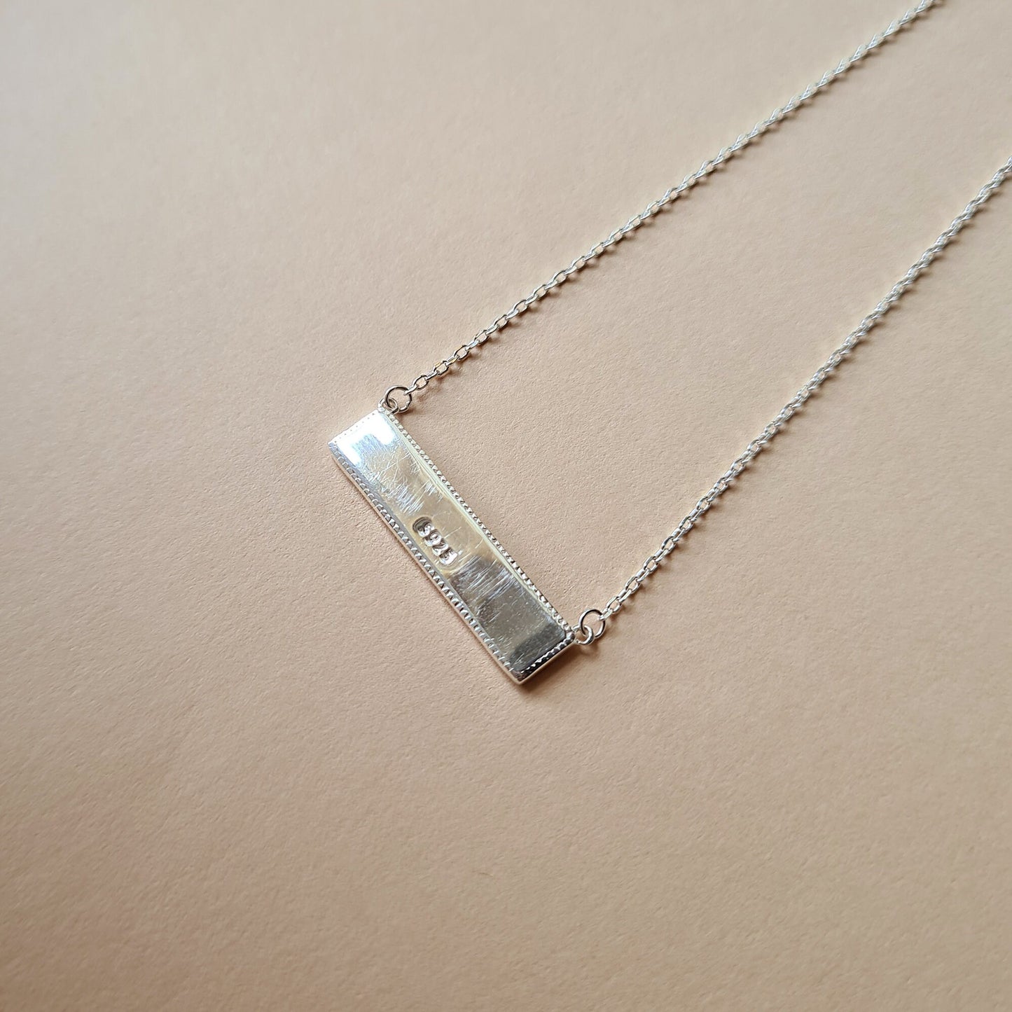 925 sterling silver classic reversible gold and silver bar necklace