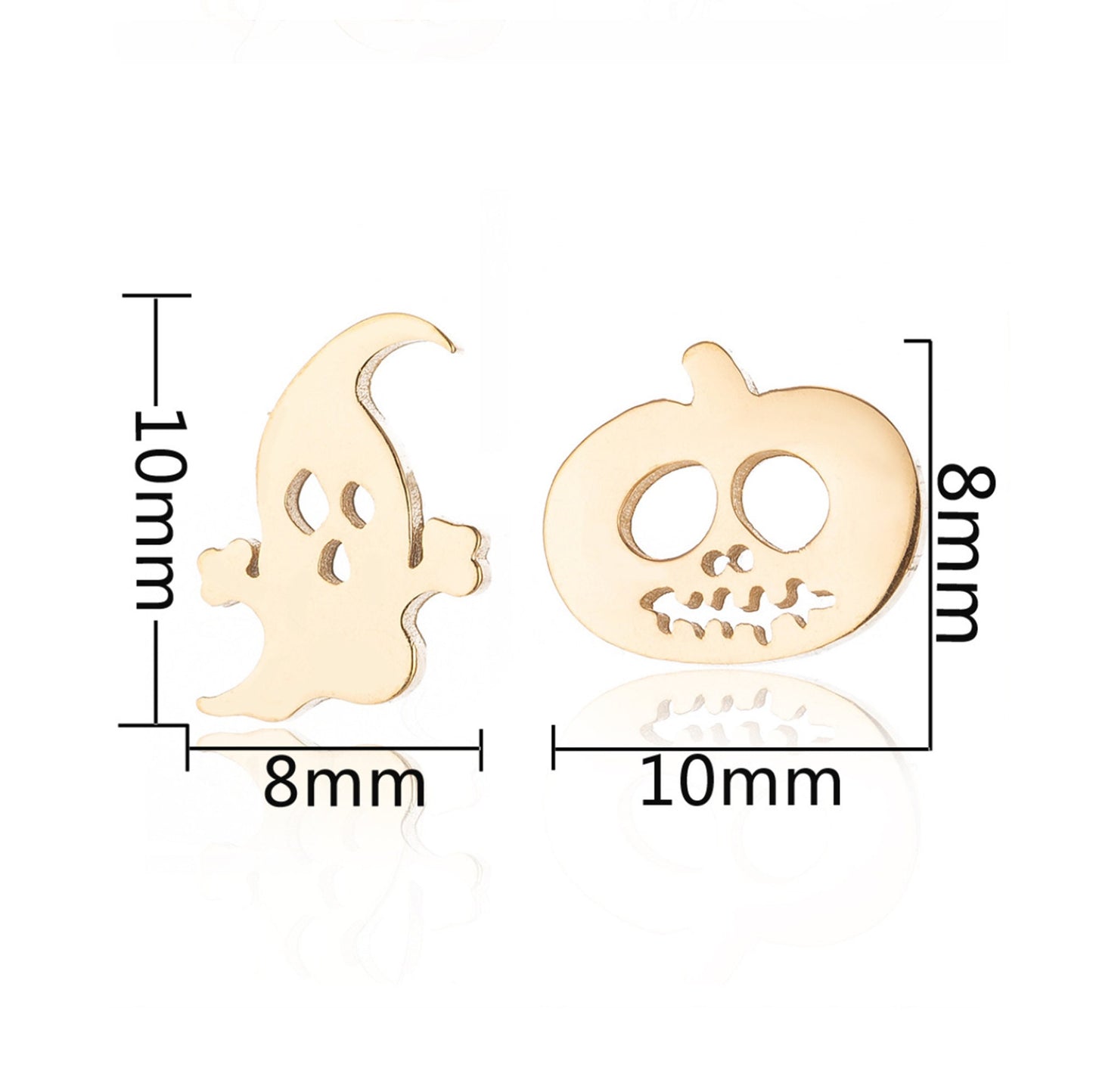 Silver plated Halloween Ghost Pumpkin Head Stud Earrings Gothic Festive Jewellery Multiple Colours Available Rose Gold Black Gold Plated