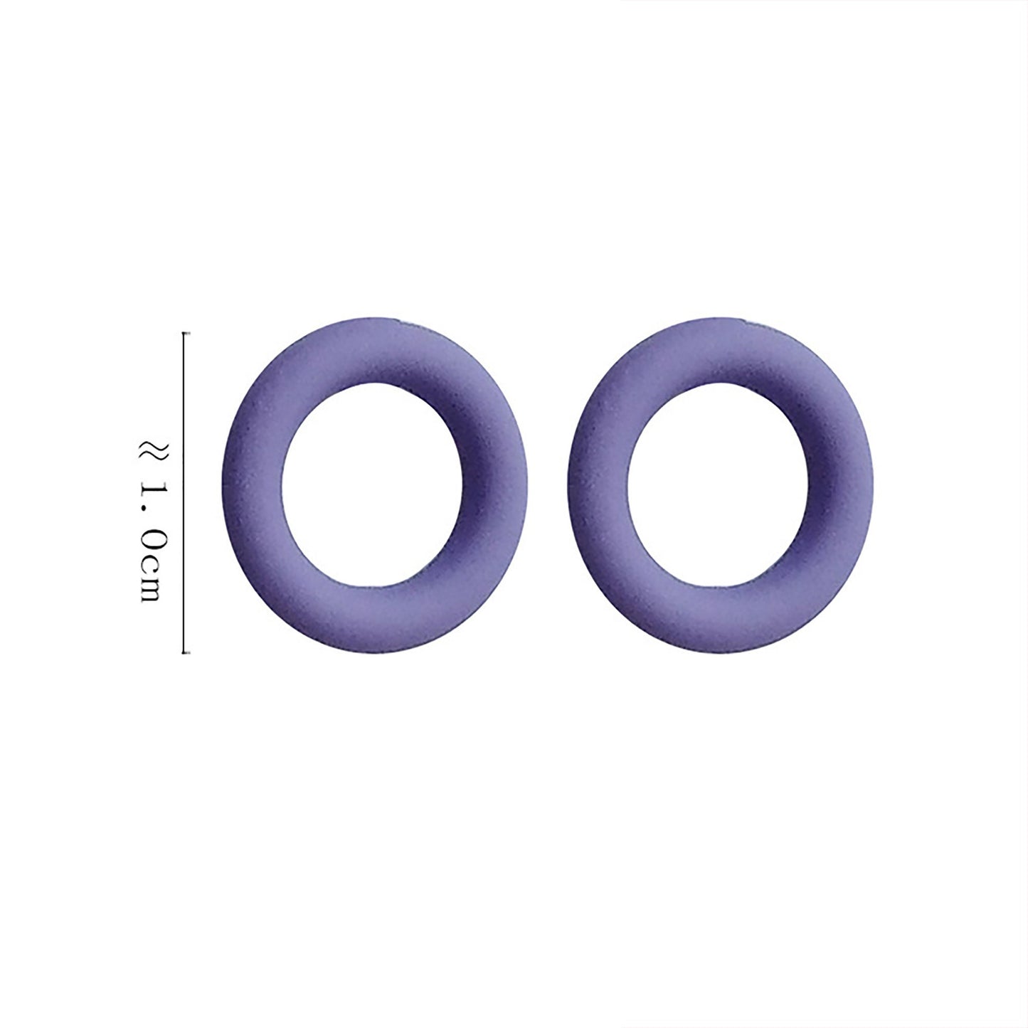 Violet Purple Orange Donut Ring Mini Circle Stud Earrings 10MM X 10MM Sterling Silver Ear Posts