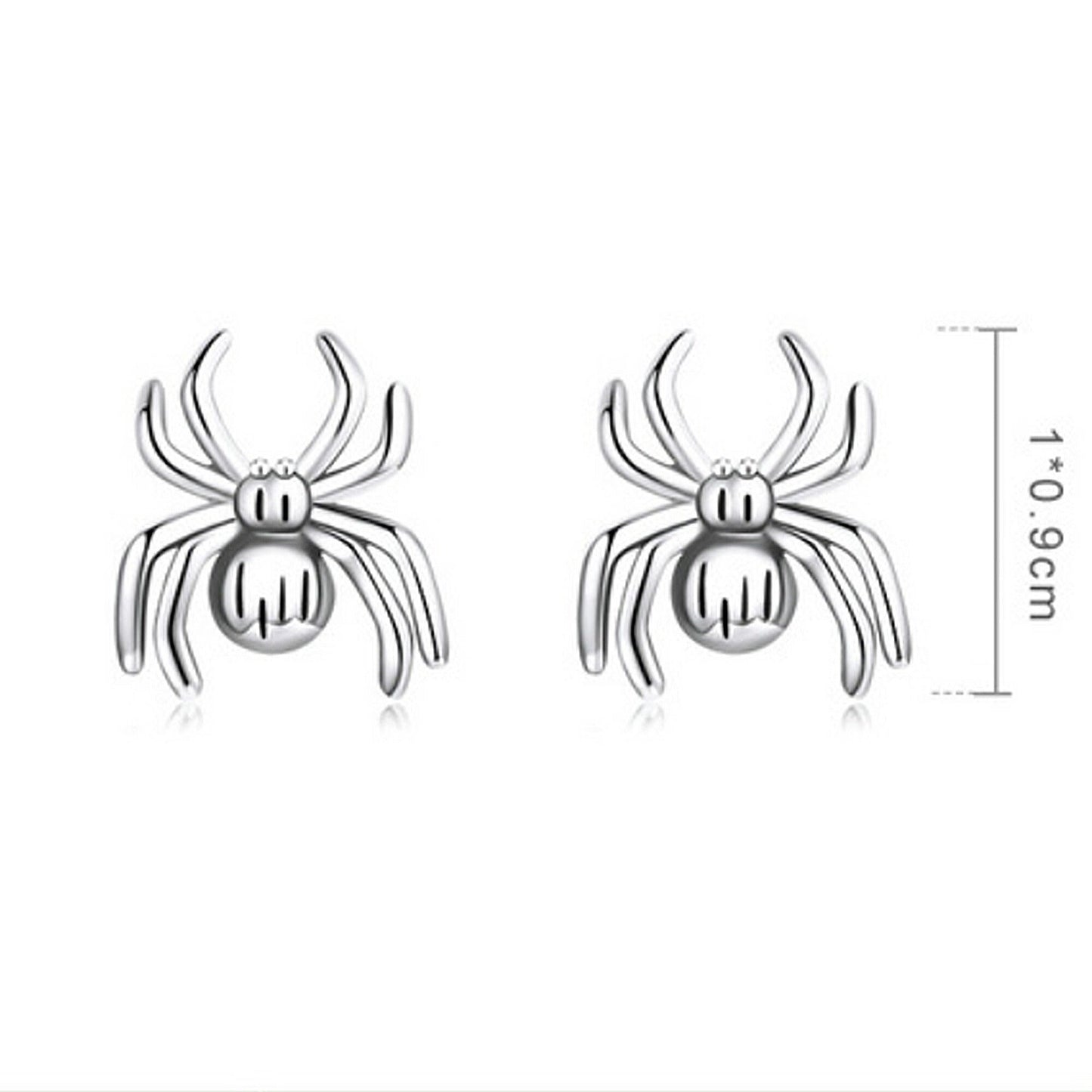 Sterling Silver Black Widow Spider Stud Earrings Halloween Punk Rock Gothic