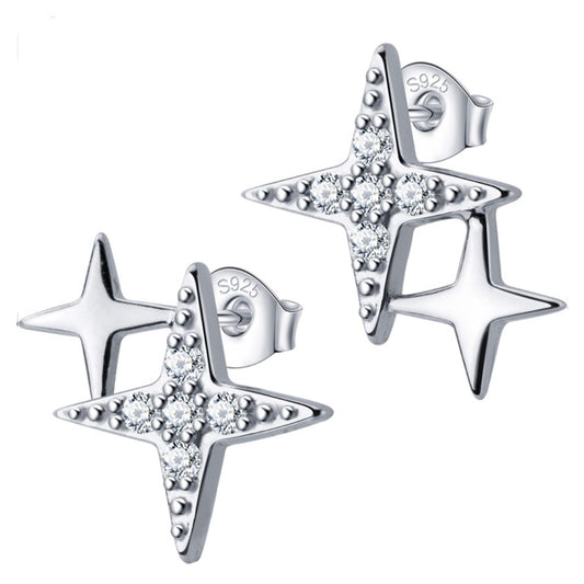 925 Sterling Silver Starburst Stud Earrings Wish Stars Celestial Stars Jewellery Twin Stars