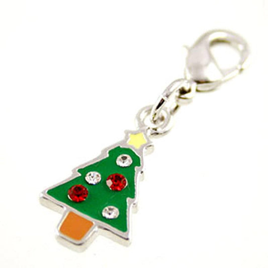 Mini Green Christmas Tree Bracelet Pendant Charm Crystal Baubles