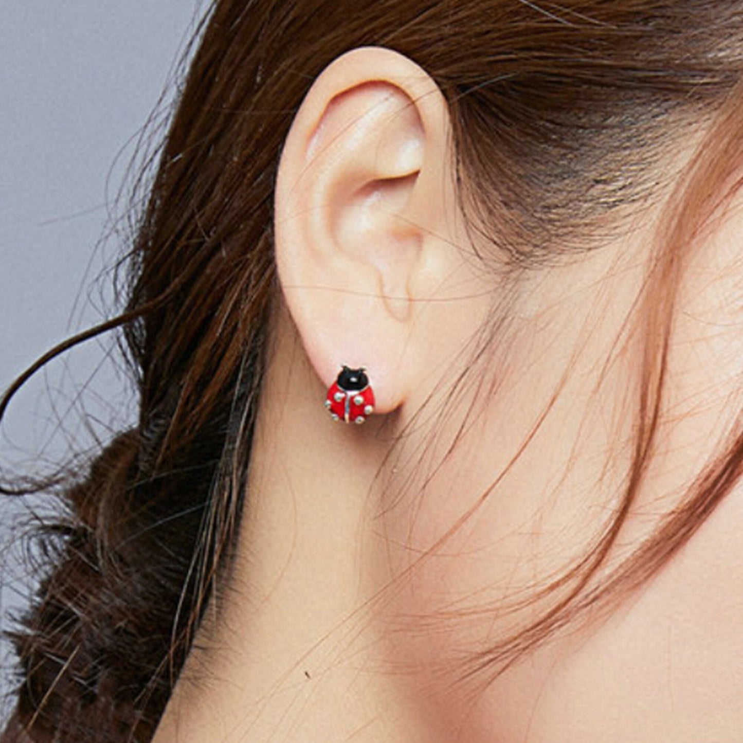 925 Sterling Silver Red Enamel Ladybird White Daisy Flower  Mix Stud Earrings beetles 12 yrs Girl Jewellery Birthday