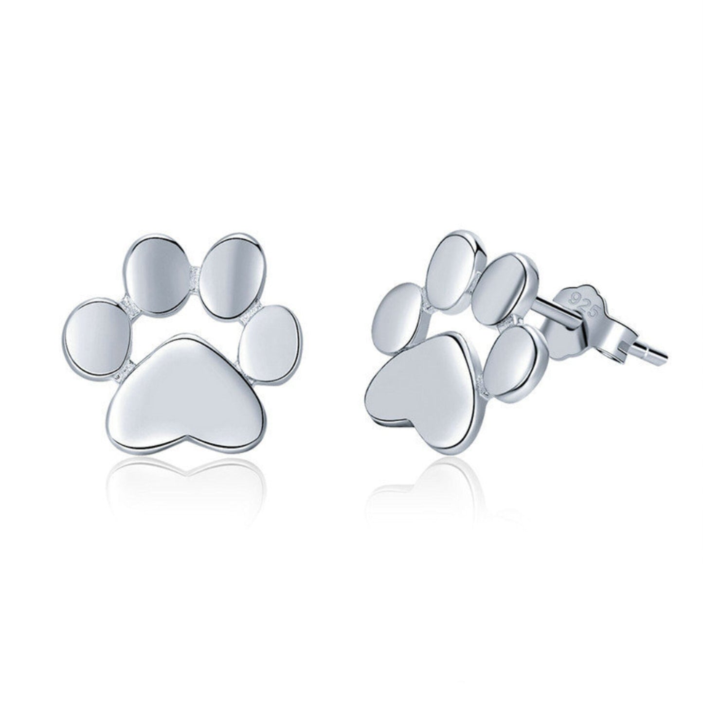 Cat Dog Pawprint Silver Stud Earrings Animal Lover Birthday Gift Sterling Silver Stud Earrings Women