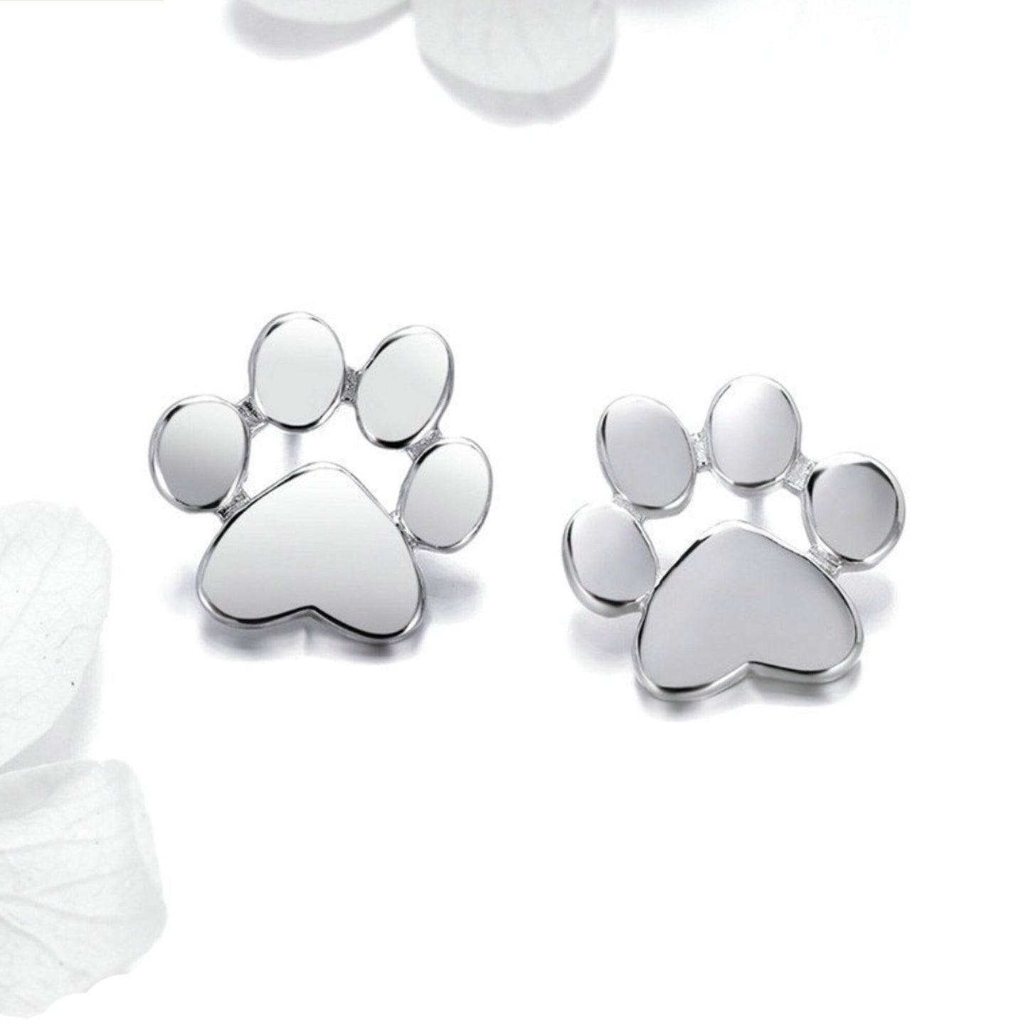 Cat Dog Pawprint Silver Stud Earrings Animal Lover Birthday Gift Sterling Silver Stud Earrings Women