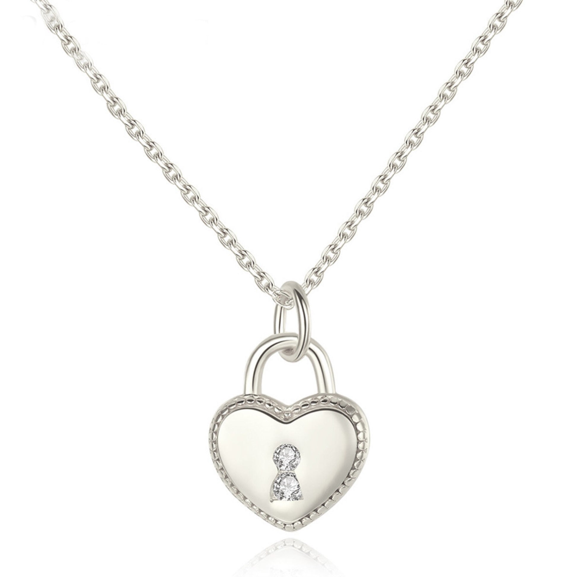 Mini Sterling Silver Love Heart Padlock Necklace