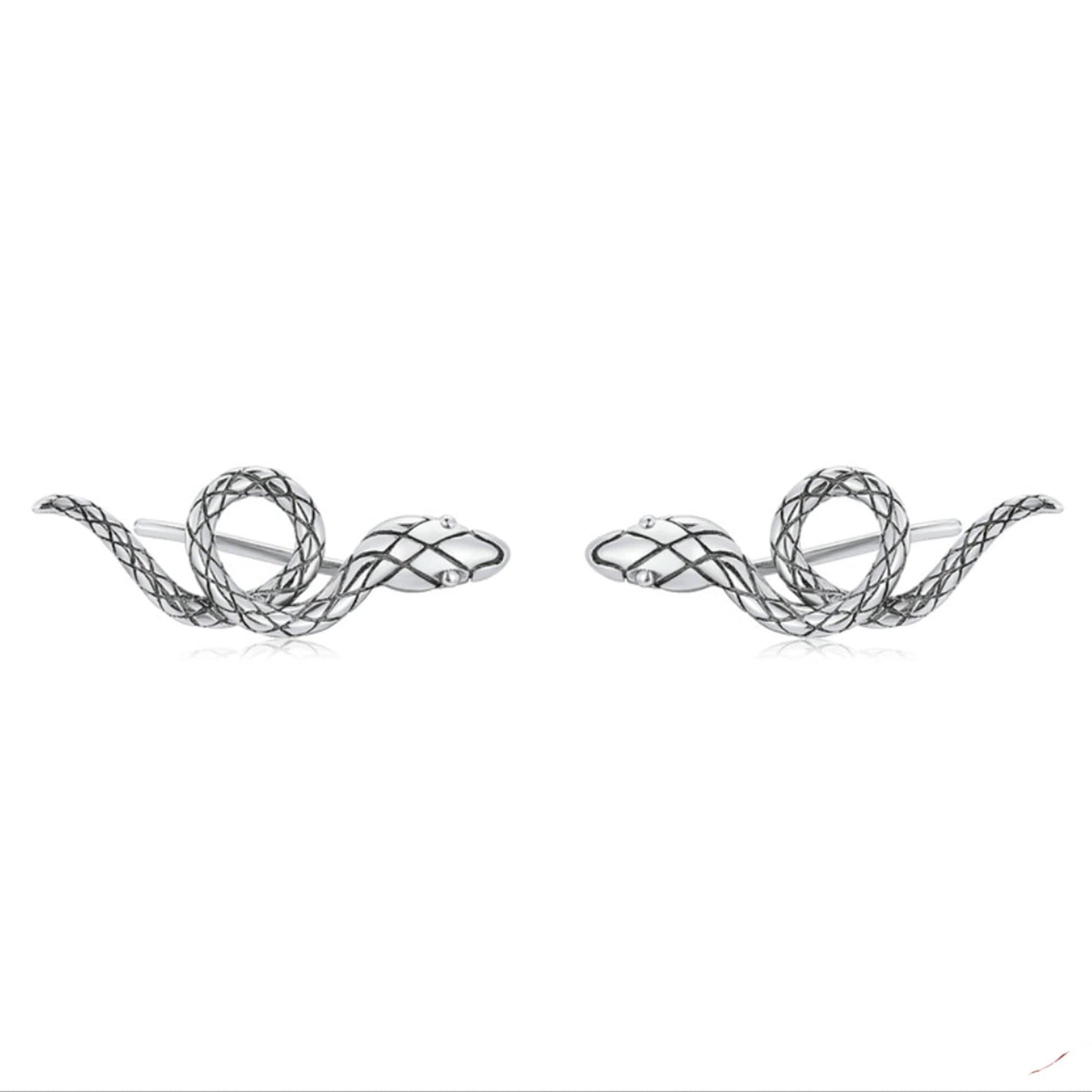 Sterling Silver Sinuous Snake Ear Cuff Ear Wrap Earrings Earwear L shaped Ear Cuff Gothic Halloween Cobra