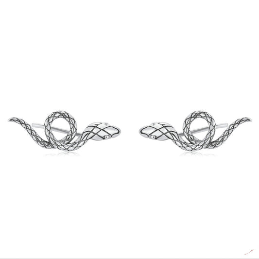 Sterling Silver Sinuous Snake Ear Cuff Ear Wrap Earrings Earwear L shaped Ear Cuff Gothic Halloween Cobra