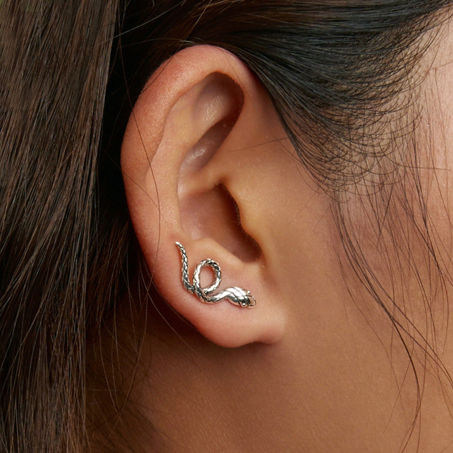 Sterling Silver Sinuous Snake Earrings