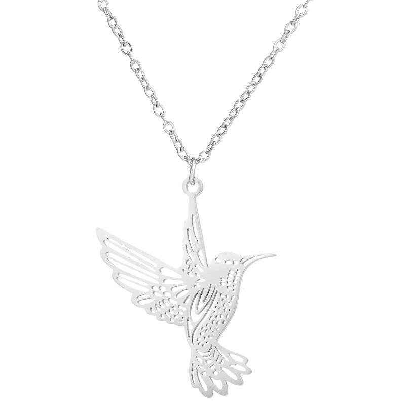 Silver Gold Plated Hummingbird Laser Cut Necklace