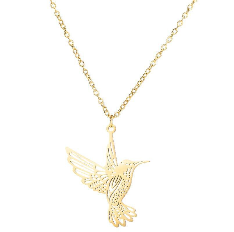 Silver Gold Plated Hummingbird Laser Cut Necklace