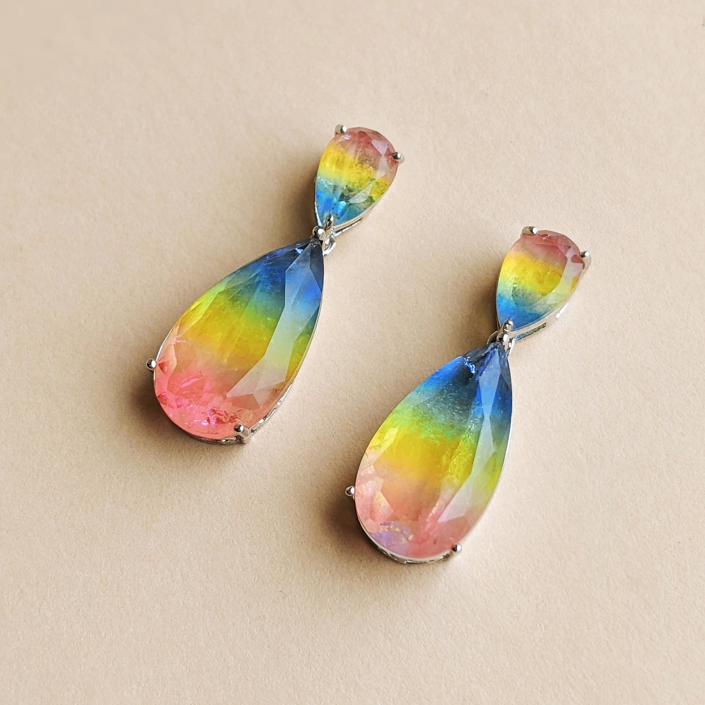 Iridescent Cocktail Rainbow Gradient Teardrop Earrings