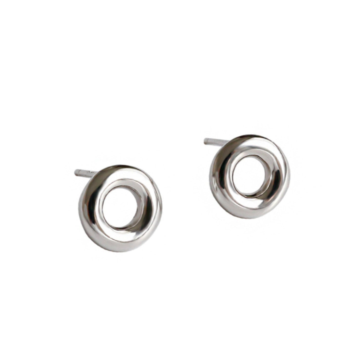 Large Mini Silver Round Circle Stud Earrings Polish Sterling Silver Circle Studs