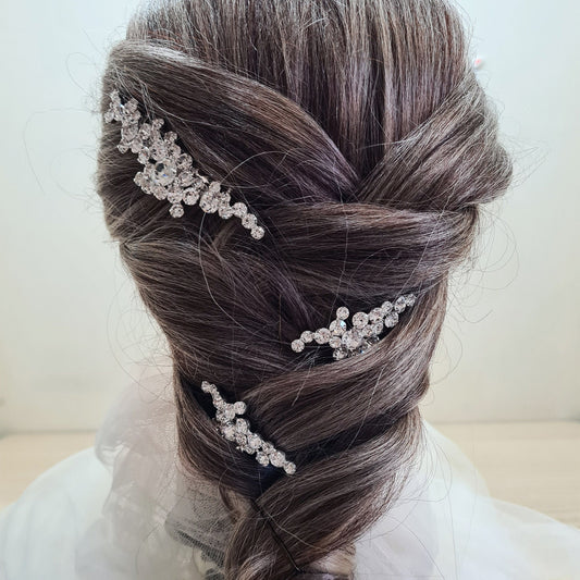 Diamante Silver Plated Sparkly Clusters Bridal Comb Set of Three Wedding Bridal Wedding Hair Accessories Bridesmaid