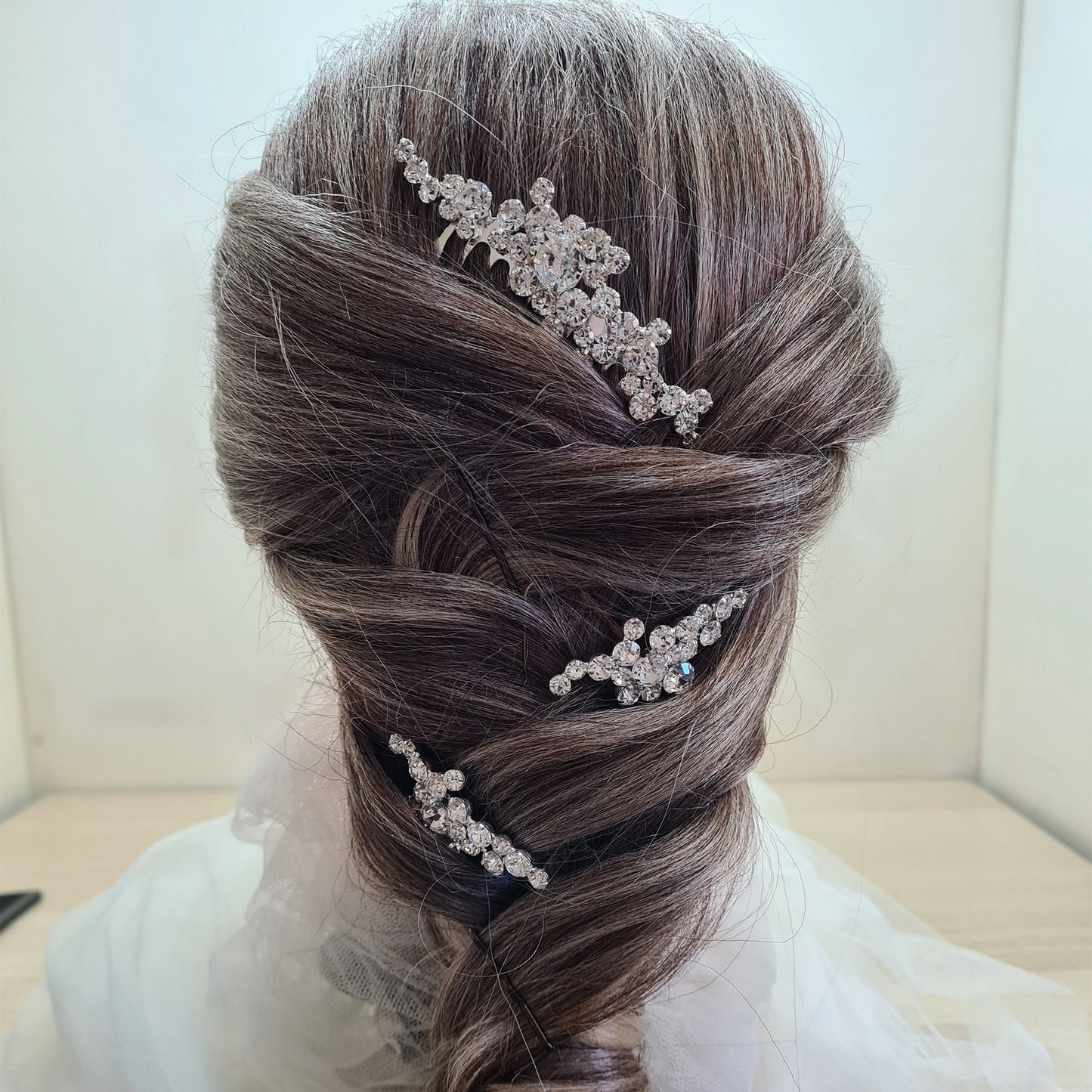 Diamante Silver Plated Sparkly Clusters Bridal Comb Set of Three Wedding Bridal Wedding Hair Accessories Bridesmaid