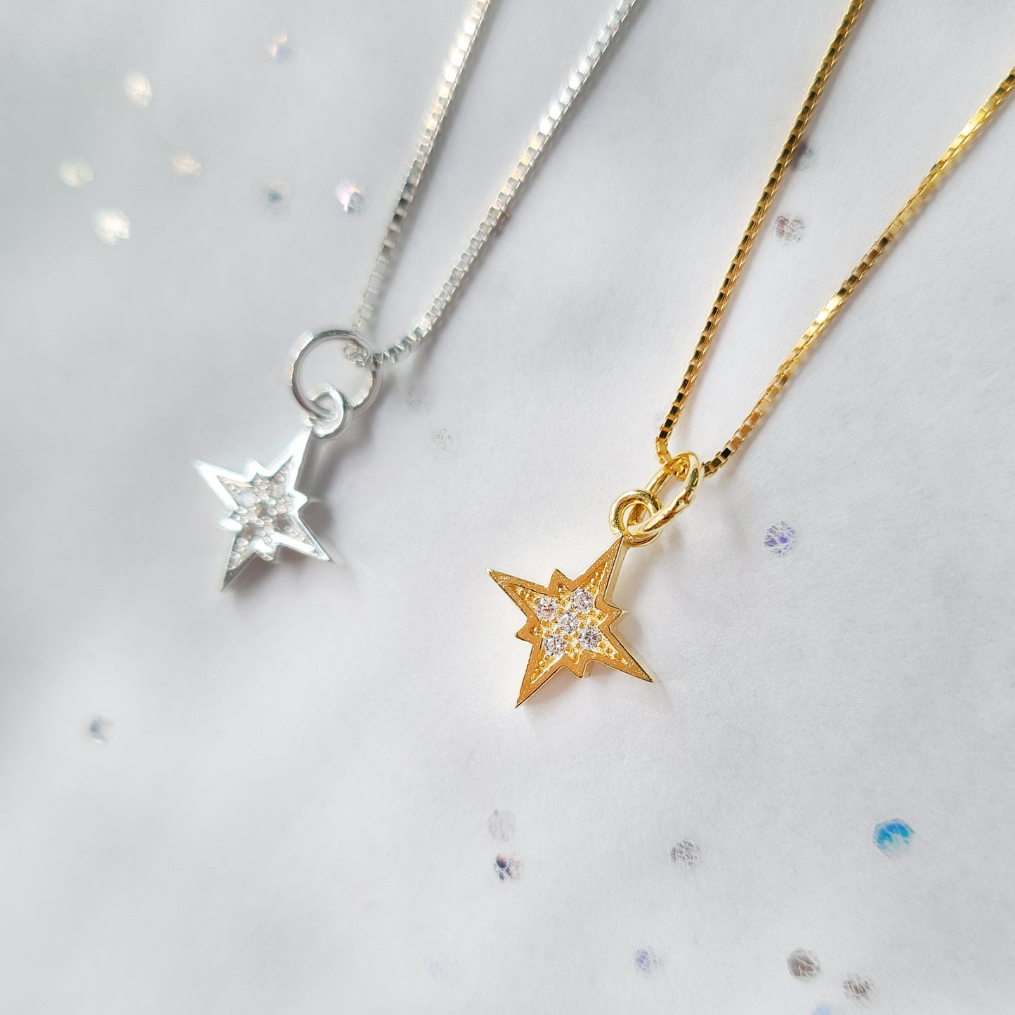 Sterling silver Celestial Starburst Gold Plated Starburst Necklace Wish Star Tarot Star North Star