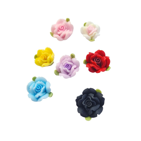Polymer Clay Rose Flower Jewellery Making DIY Parts Components in Blue Red Yellow Purple