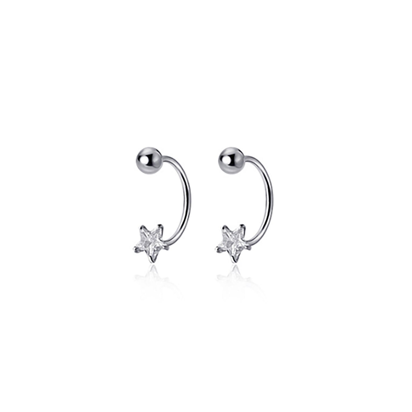 Sterling Silver Tiny Twinkling Star Front and Back Earrings