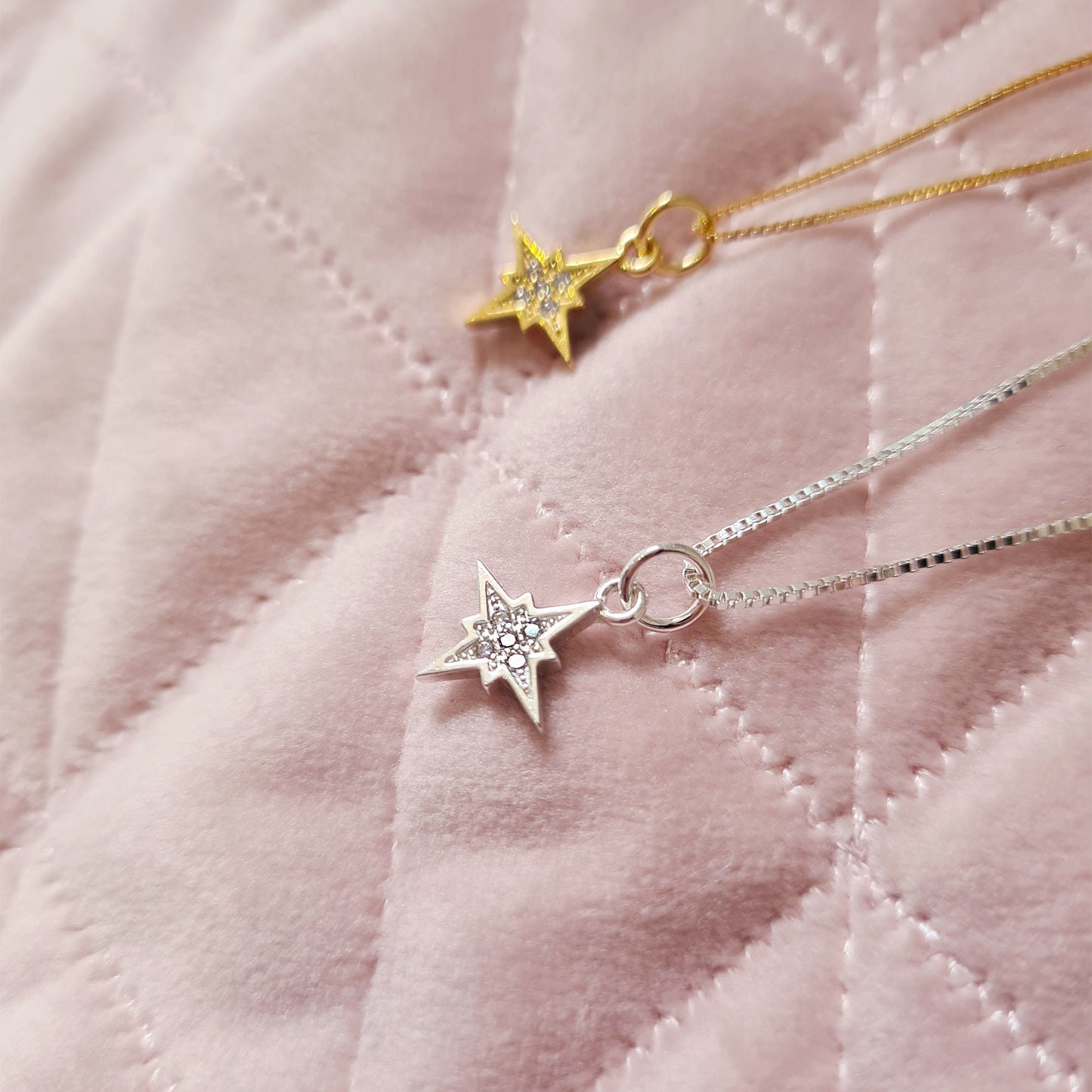 Sterling silver Celestial Starburst Gold Plated Starburst Necklace Wish Star Tarot Star North Star