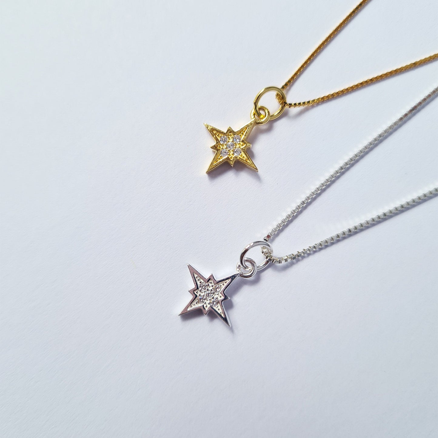 Sterling silver Celestial Starburst Gold Plated Starburst Necklace Wish Star Tarot Star North Star