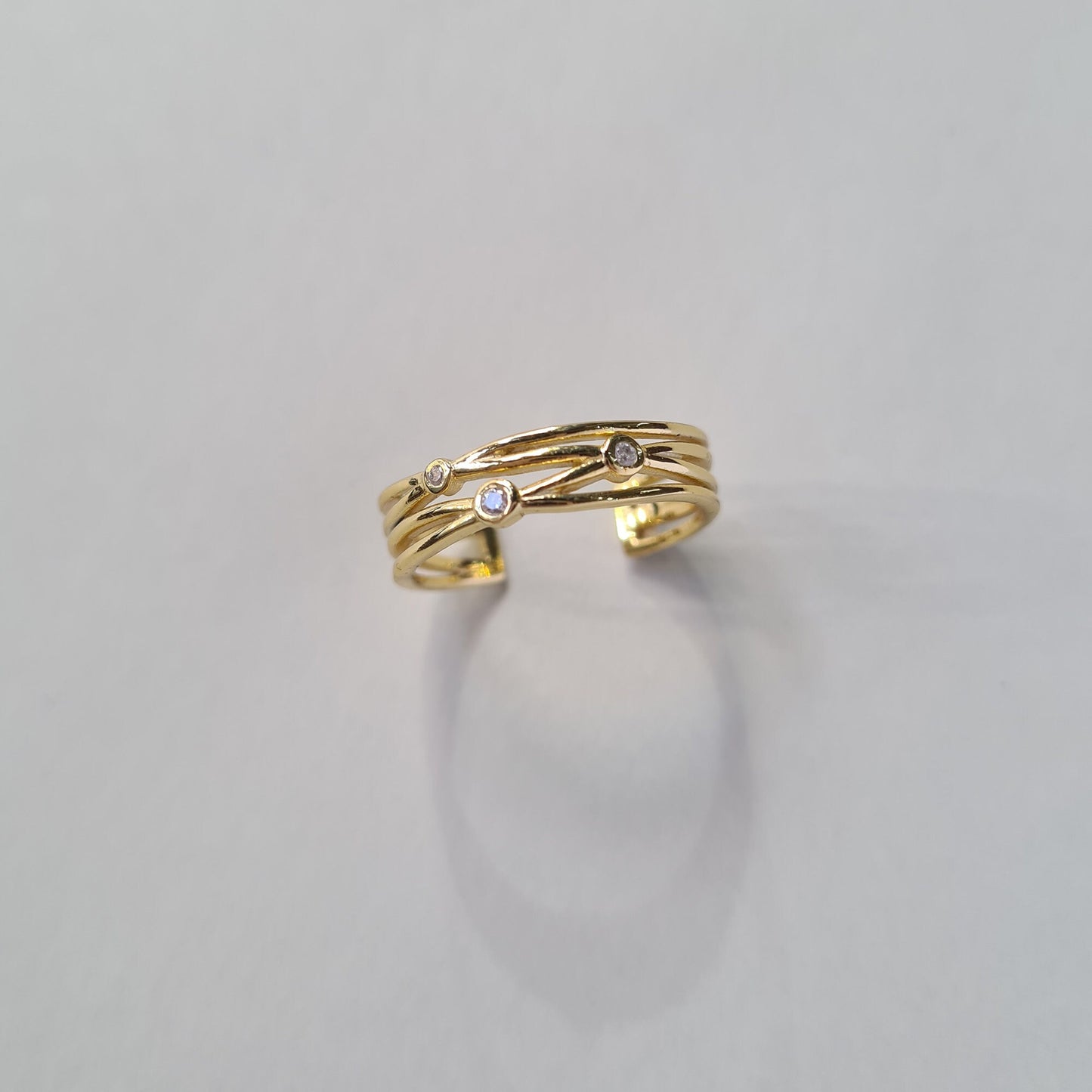 Gold Plated Sterling Silver Weaving Stardust Open Band Ring