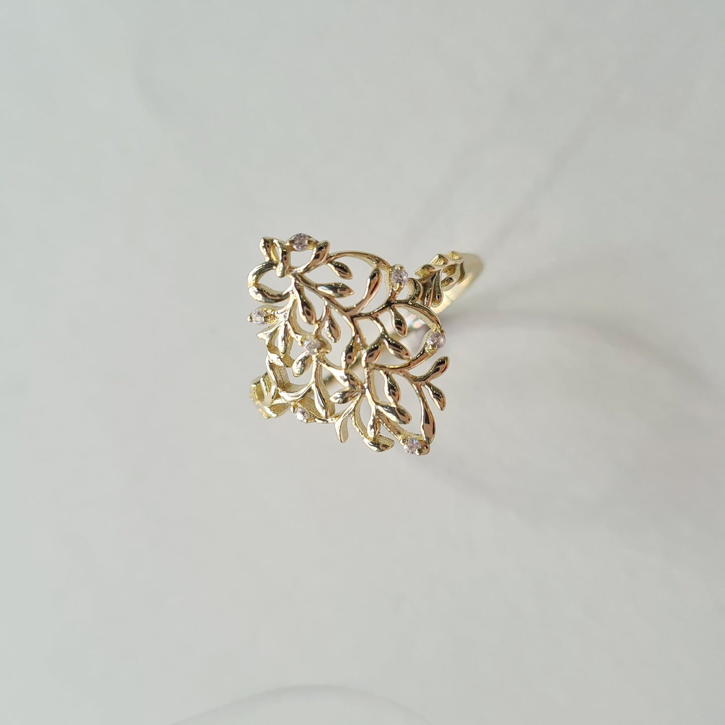 Gold Plated Sterling Silver Floral Tree if Life Design Ring