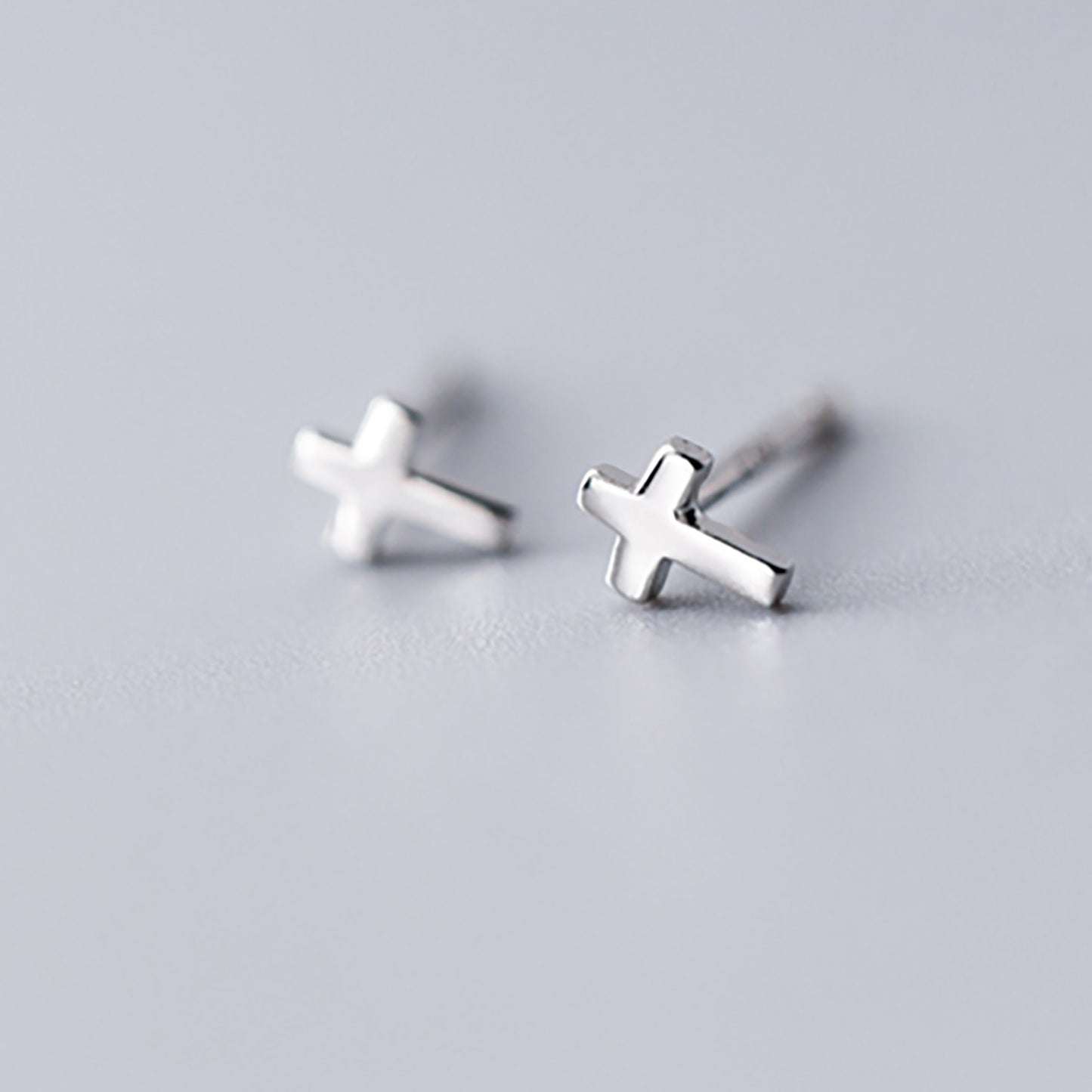 Petite Tiny Teeny Weeny Small 18k Sterling Silver Crystal Clover Flower Cross Star Studs Earrings Sleep in Seconds