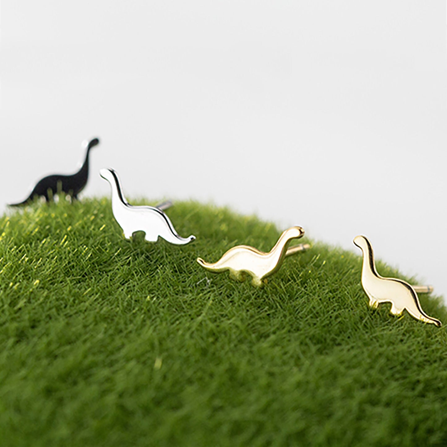 Silver Dinosaur Brachiosaurus Stud Earrings Mini 925 Sterling silver Kids Earrings