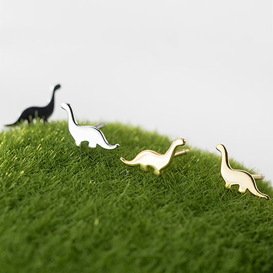 Silver Dinosaur Brachiosaurus Stud Earrings Mini 925 Sterling silver Kids Earrings