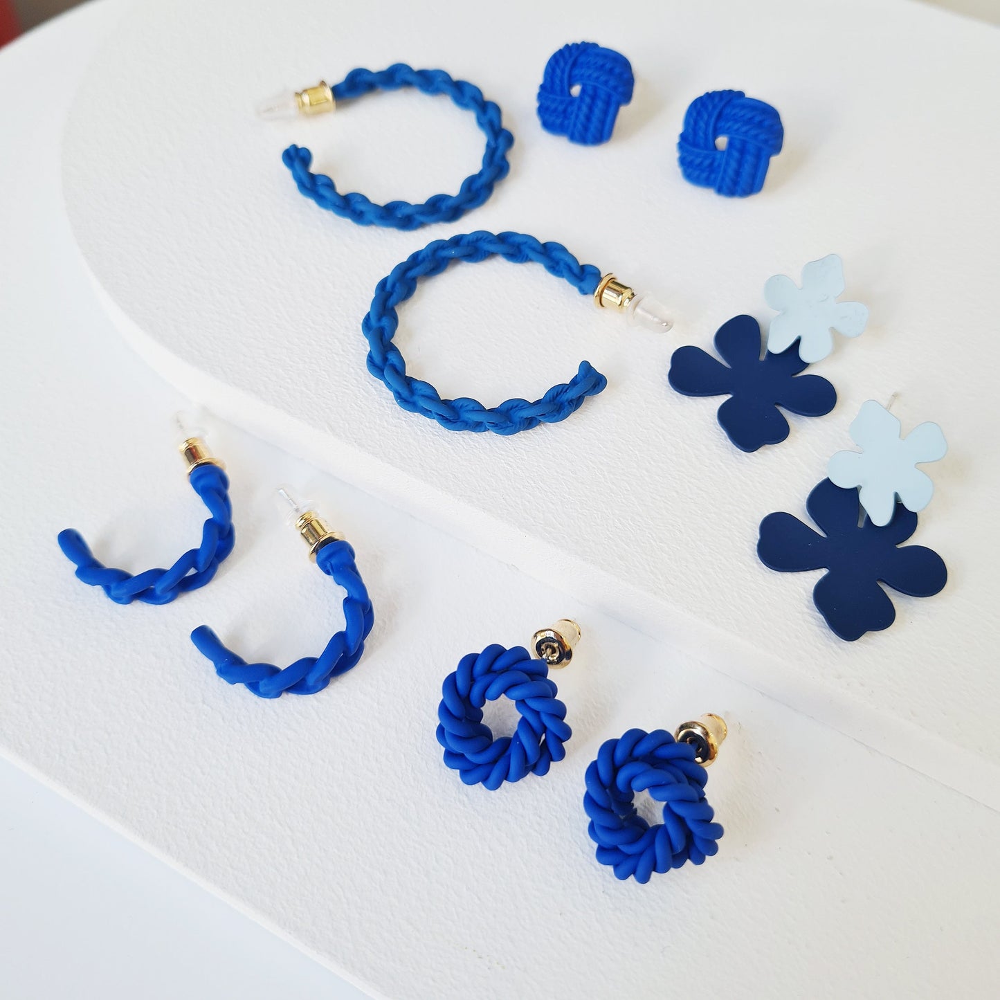 Electric Blue Statement Hoop and Stud Earrings